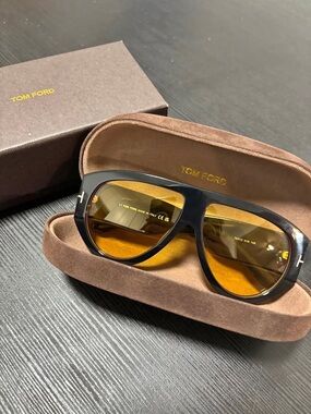 Tom Ford Black Sunglasses with Amber Lenses